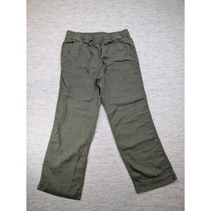 LL Bean Pants Womens 14 MT Linen Drawstring Waist Relaxed Fit Capsule Minimalist